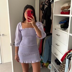Capulet Lavender Smocked Mini Dress with Puff Sleeves